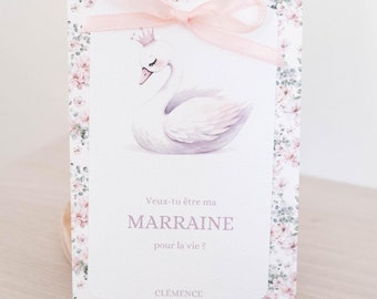 Pedido de madrinha - Cartão de pedido de madrinha - Quer ser minha madrinha - Combinado com anúncio de batismo com fita *CLEMENCE*