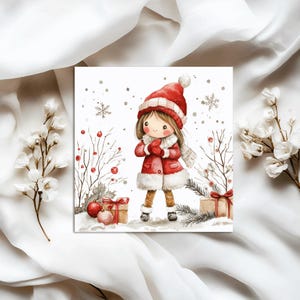 Papiergrußkarte - Weihnachtsillustration im Aquarellstil, Geschenk für Familie und Freunde für Wünsche zum Jahresende