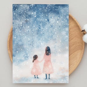 Winter Postcard to offer, Set of seasonal postcards to decorate, Gift for Christmas, print A6 - Winter scene greeting card