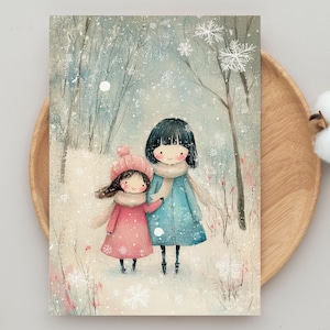 Winter Postcard to offer, Set of Christmas Postcards to decorate, Gift for Christmas, print A6 - Winter scene