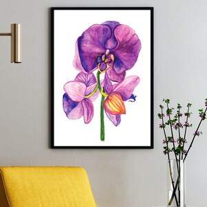 Printable Wall Art | Pink Orchid Wall Art | Original Art | Gouache Art Prints | Botanical Art | Fine Art | Flower Art