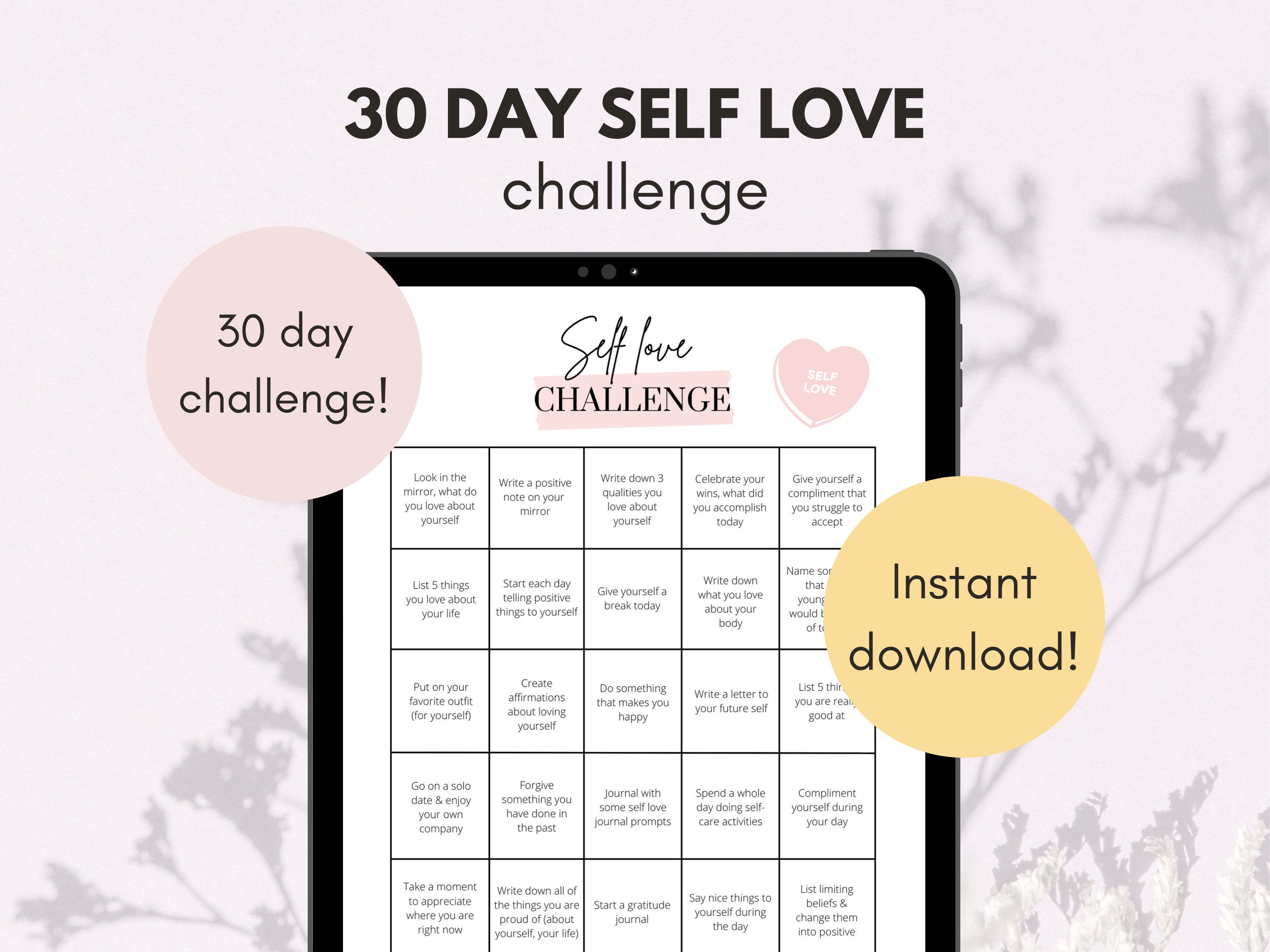 Self Love Journal for Women. Wellness, Self Love, Self Care 30 Day  Workbook. Self Confidence Booster. Instant Download 