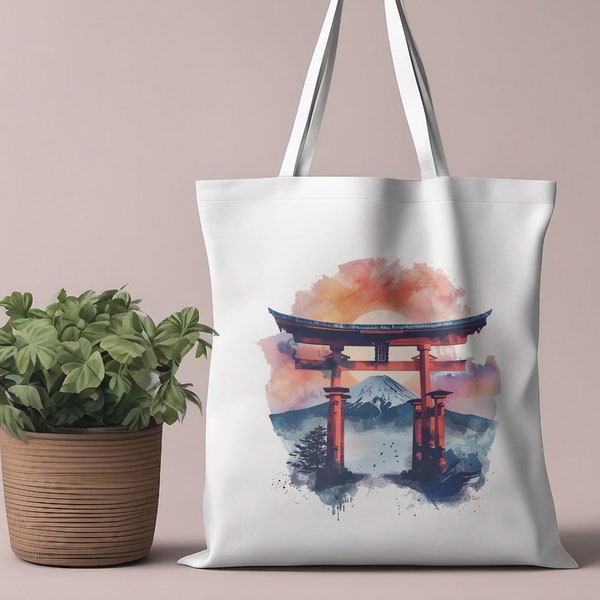 Tote Bag for women Japanese Tote Bag Aesthetic tote bag Tote Bag Fuji Mountain ToteBag Canvas tote bag Japanese aesthetic Japanese painting