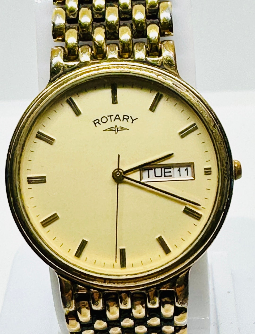 Rotary Mens Watch 3 Microns of Gold Plate UCAR 364 Quartz Case 30mm SKU