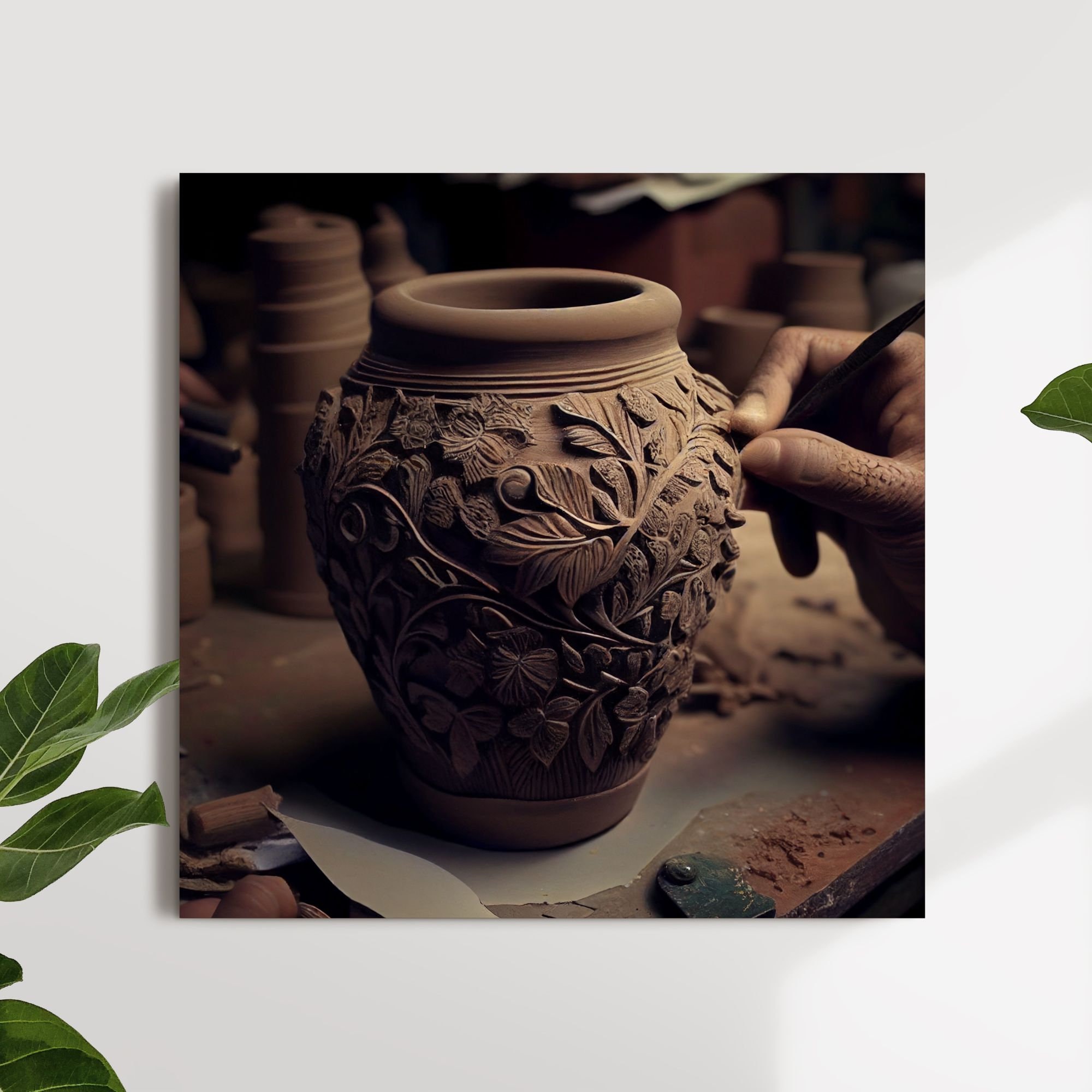 Clay Pottery Art Print, Hand Designed Clay Pot, Digital Download ...