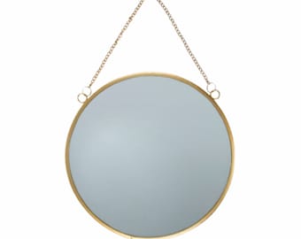 Single Gold Round Wall Mirror | Gold Hanging Mirror | Gold Mirror Wall | Home Decor | New Home Decor | Bathroom Mirror | Vanity Mirror