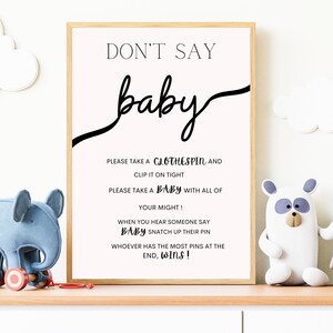 Don&#39;t Say Baby Game, Don&#39;t Say Baby Printable, Baby Shower Sign, Don&#39;t Say Baby Sign, Minimalist Don&#39;t Say Baby Sign, Instant Download