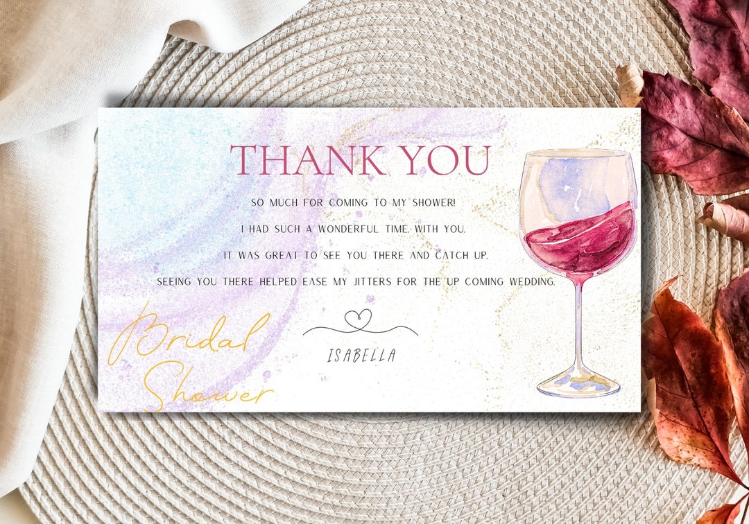 Bridal Shower Thanks Card With Elegant Pink Shine Purple Pink Shimmer