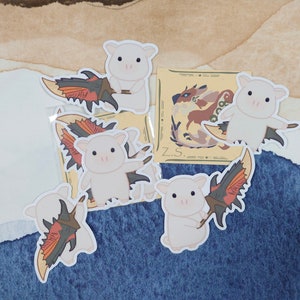 Monster Hunter Aufkleber, niedlicher Aufkleber, wasserdichter Aufkleber, Laptop Aufkleber, Monster Jäger Waffe, Rathalos, Sticker Pack, Großschwert