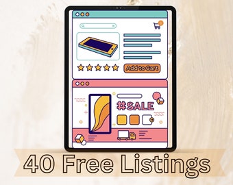 Explore 40 Free Etsy Listings, 40 Free Listings for Digital or Physical Products, Open your New Shop Today! - No Purchase Required!