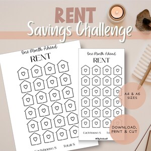 One Month Ahead Rent Savings Challenge | Month Ahead | Cash Budget | Cash Stuffing | A6 & A4 PDF | Digital Download | Printable |