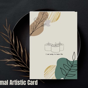 Sono fortunato ad averti - Biglietto piegato per i propri cari - Biglietto dal design artistico minimalista perfetto per gli amanti dell'arte e le coppie - Biglietto semplice minimalista