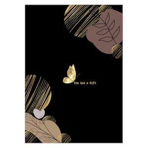 Biglietto artistico "You Are A Gift" con scritta Lineart, design minimalista in nero e oro, perfetto biglietto di ringraziamento per insegnanti, madri, migliori amici