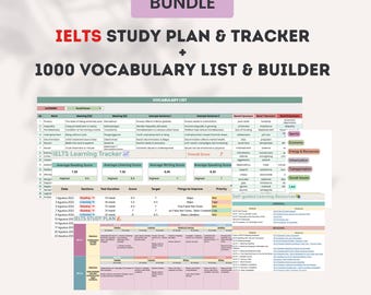 BUNDEL IELTS-studieplanner: studietracker en 1000 woordenlijsten (digitale download)