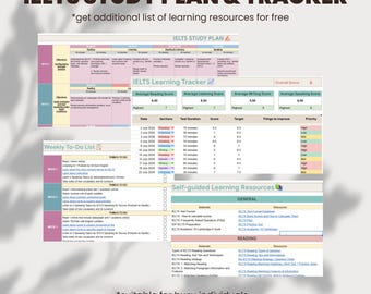 IELTS Study Planner & Tracker: English Exam Preparation (Spreadsheet)