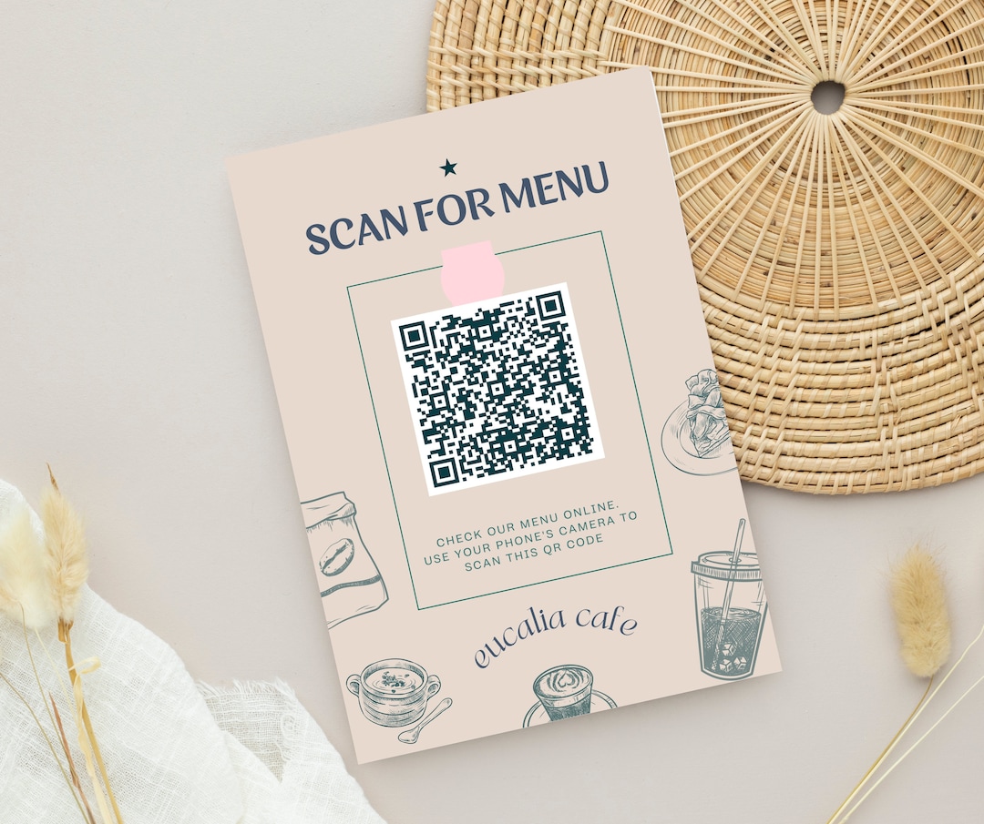 QR Code Sign Food QR Sign Menu Cards Scan for Menu - Etsy