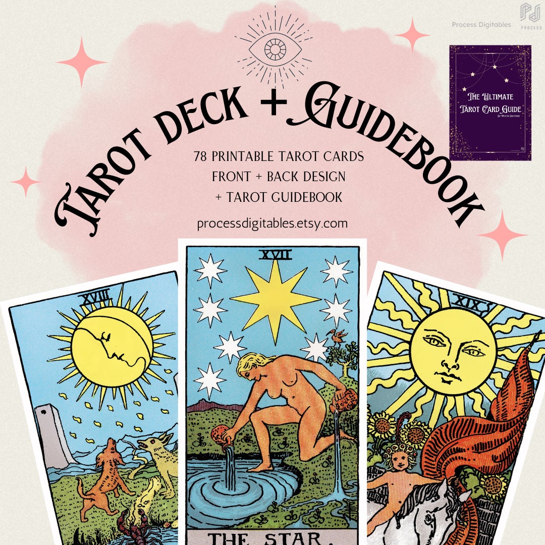 Printable Tarot Cards & Guidebook Set Complete 78 Card Deck Etsy