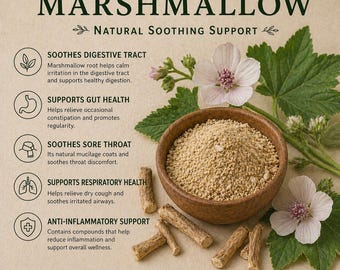 Organic Marshmallow rootCapsules Made by BirdSongOrganicsAU.