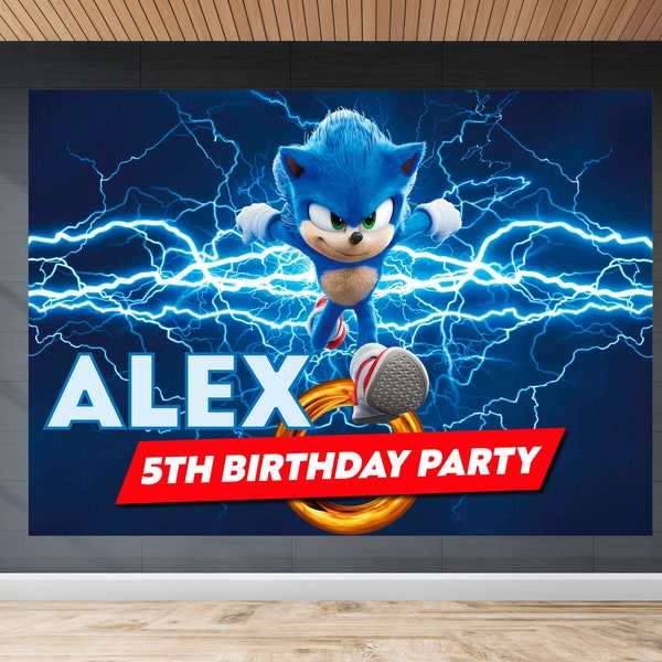 Toile de fond Sonic, Bannière d'anniversaire Super Sonic, Toile de fond de fête Sonic, Décoration de fête Sonic, Toile de fond personnalisée, Poster Sonic