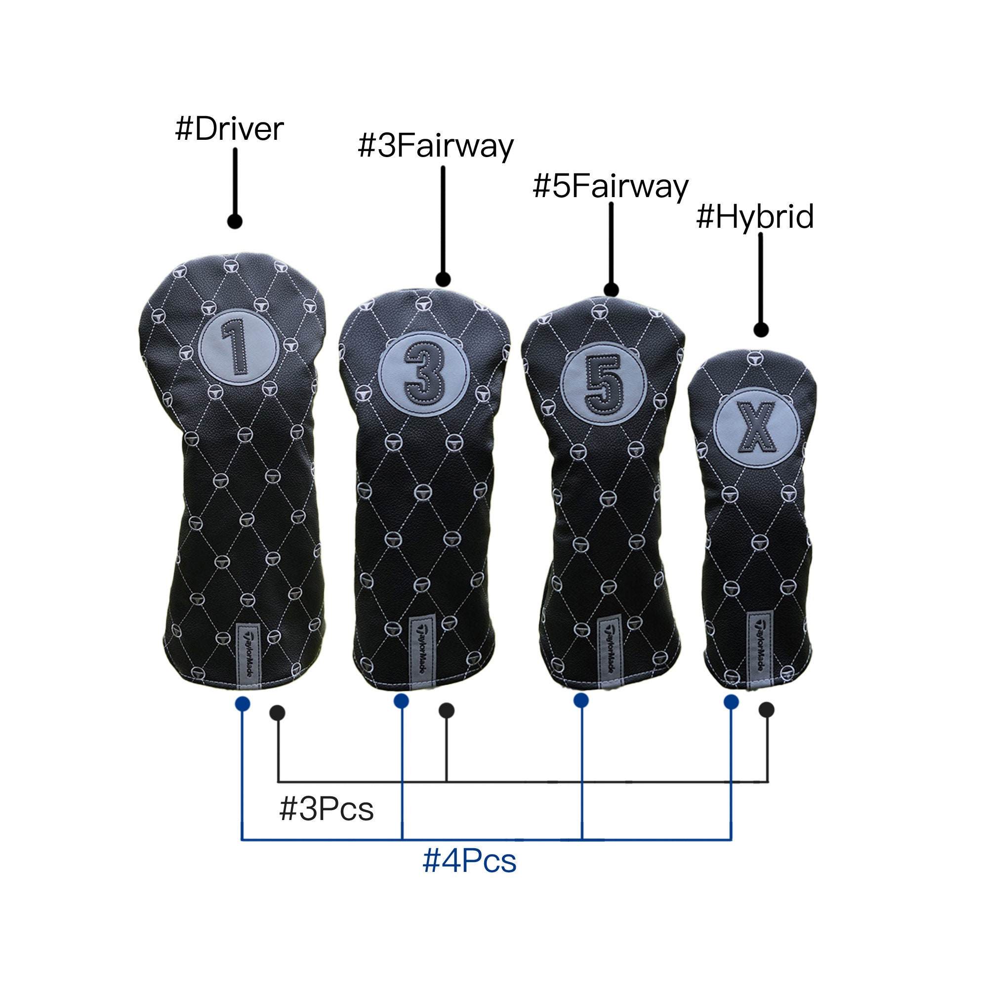 Limited Taylormade Golf Headcovers, Driver Fairway Wood Hybrid 4pc Set