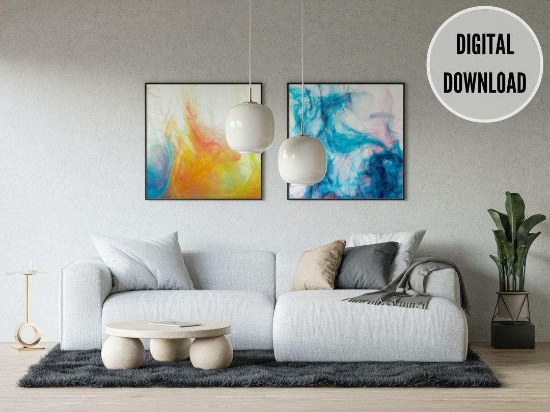 Abstract Prints, Set of 4 Art Prints, Printable Living Room Decor ...