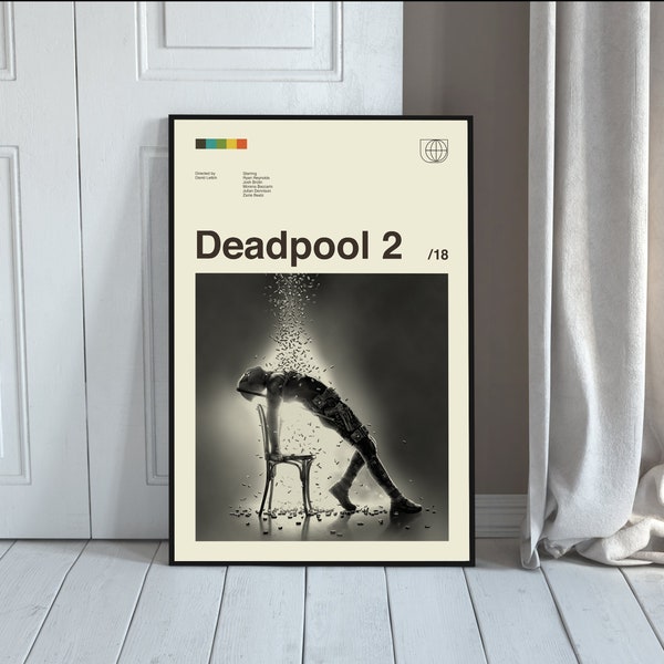 Deadpool 2 Movie Poster, Deadpool 2 Poster, David Leitch, Minimalist Art, Midcentury Art, Modern Art, Vintage Poster, Modern Art, Wall Art
