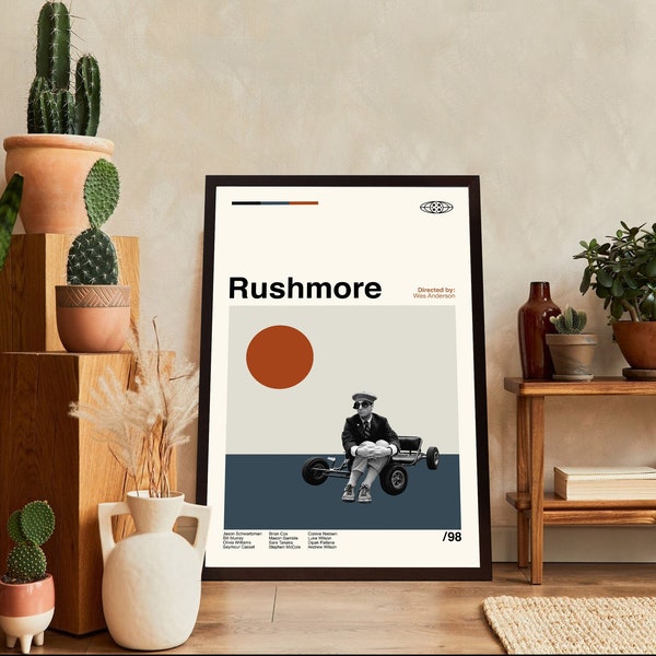 Rushmore Poster - Wes Anderson - Movie Poster - Retro Modern Art - Minimalist Art - Midcentury Art - Vintage Poster - Wall Decor - Wall Art