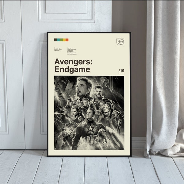 Avengers Endgame Movie Poster, Avengers Endgame Print, Endgame Movie, Midcentury Art, Minimalist Art, Movie Poster, Retro Poster, Wall Art