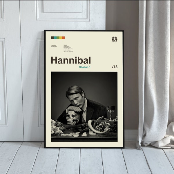 Hannibal Season 1 Poster, Hannibal TV Series Poster, Tv Series Poster, Midcentury Art, Minimalist Art, Vintage Poster, Retro Art, Wall Art