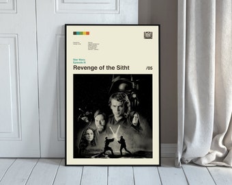 Star Wars Episode III Die Rache der Sith Poster, Vintage Poster, Minimalistische Kunst, Midcentury Kunst, Filmposter, moderne Kunst, Retro Poster