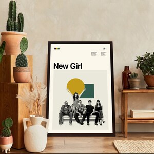 New Girl Poster, New Girl Tv Series Poster, Movie Poster, Midcentury Art, Minimalist Art, Vintage Poster, Retro Poster, Modern Art, Wall Art