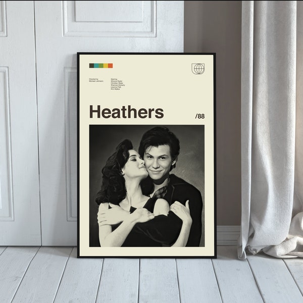 Heathers Poster, Michael Lehmann, Heathers Print, Retro Movie Poster, Midcentury Art, Minimalist Art, Movie Poster, Modern Art, Wall Decor