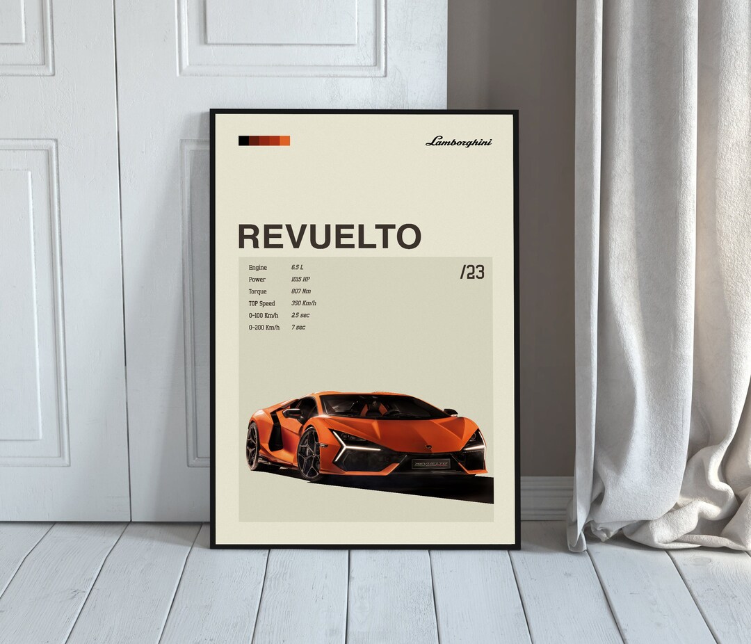 Poster Revuelto Car, Digital Download, Mid Century Modern Car Poster, Retro