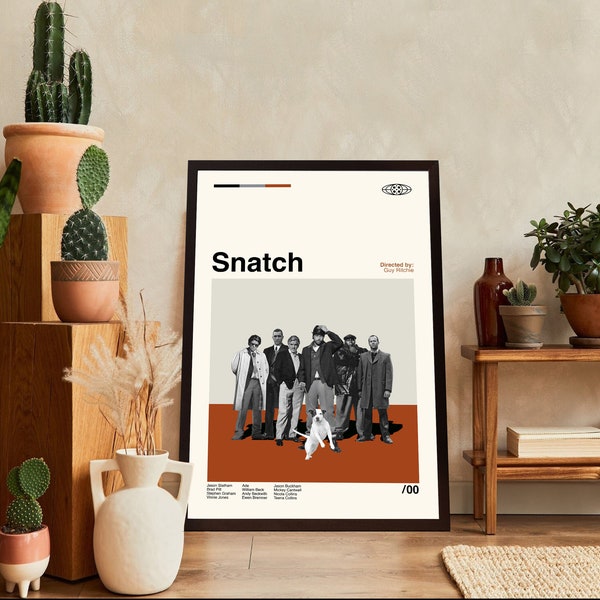 Snatch Poster, Snatch Movie Poster, Snatch Print, Midcentury Art, Minimalist Art, Vintage Poster, Retro Poster, Modern Art, Wall Decor