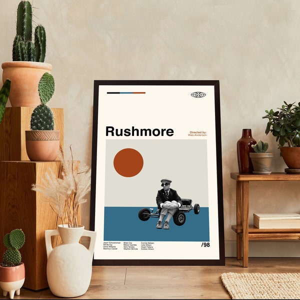 Rushmore Movie Poster, Rushmore Print, Movie Poster, Midcentury Art, Minimalist Art, Vintage Poster, Retro Poster, Modern Art, Wall Decor