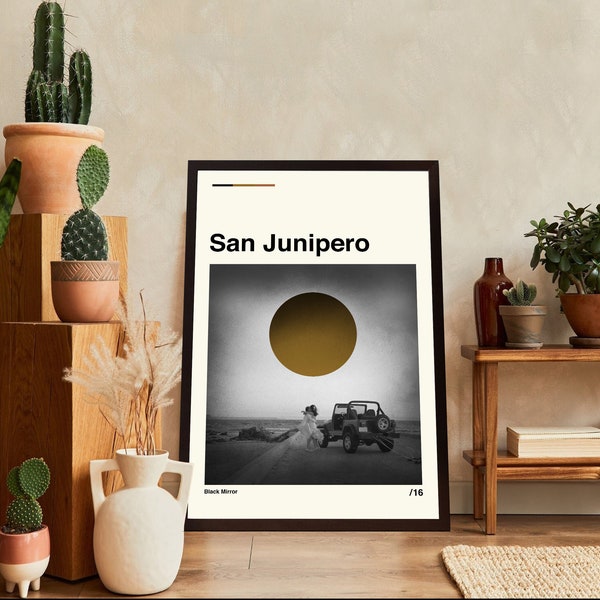 San Junipero Poster, San Junipero Movie, San Junipero Film, Retro Movie Poster, Vintage, Modern Vintage, Movie Poster, Minimal Movie Art