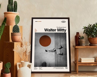 The Secret Life Of Walter Mitty Poster, Movie Poster, Midcentury Art, Minimalist Art, Vintage Poster, Retro Poster, Modern Art, Wall Decor