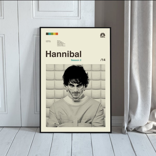 Hannibal Season 2 Poster, Hannibal TV Series Poster, Vintage Poster, Modern Art , Movie Poster, Midcentury Art, Minimalist Art, Home Decor