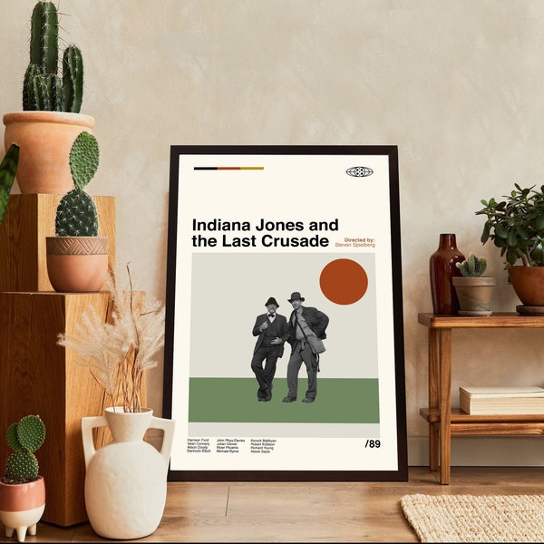 Indiana Jones And The Last Crusade Poster, Steven Spielberg, Minimalist Art, Retro Poster, Vintage Poster, Wall Decor, Living Room Decor