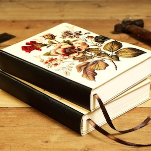 Vintage Floral Leather Journal – Handmade Lined Notebook