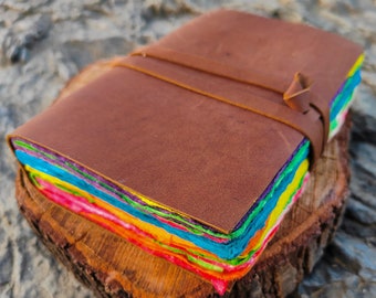 Leather Scrapbook Journal: Colorful Junk Journal, Personalized Creative Gift