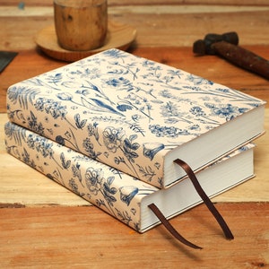 Leather Journal Notebook Blue Floral (Fiore Blu) Handmade Diary Travel Journal - Unique Gift for Her, Artists, Students, Birthday