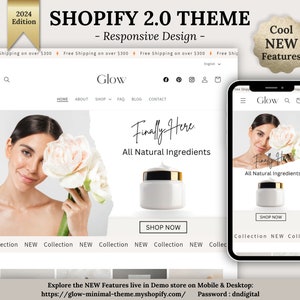 Modelo de tema minimalista do Shopify 2.0 • Modelo de site elegante • Design responsivo • Tema de boutique minimalista • Loja neutra do Shopify