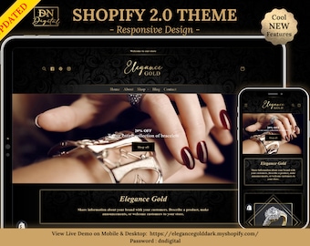 Shopify 2.0 Theme • Responsive Design • Black & Gold Shopify Store Template