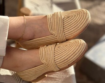 Moroccan Style Raffia Slippers, Raffia Shoes, Summer Shoes woman, Raffia Sandals, Raffia Slides, Moroccan Sandals, Raffia ballerina