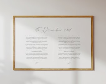 Wedding Vows Print First Anniversary Gift for Couple Vow Print Wedding Gift for Her Newlywed Gift for Him Wedding Keepsake Vows Wall Art