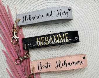 Schlüsselanhänger personalisiert aus Kunstleder Hebamme / Hebamme mit Herz / Hebamme Geschenk / Abschiedsgeschenk Hebamme / Danke Hebamme