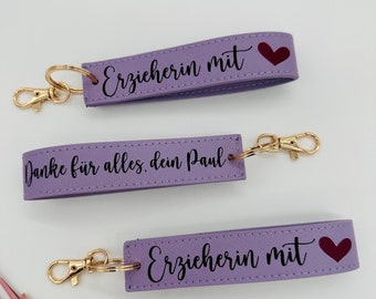 Schlüsselanhänger personalisiert aus Kunstleder für Erzieherin Lehrerin / Erzieherin mit Herz / Erzieherin Geschenk / Lehrerin Geschenk