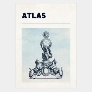 Titan Atlas Poster | Ancient Greek Mythology Poster with 2 Different Versions | Atlas Poster Greek Mythology | Mythological Greek Wall Art