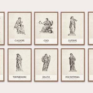 The Nine Muses of Ancient Greek Mythology Poster | Greek Muse Printable Poster Set of 10 | Les Muses Mythology | Greek Mythology Muses Art